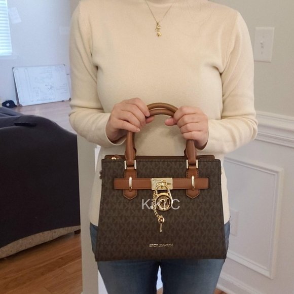 Michael Kors Hamilton Small Logo Satchel Brown 35F1GHMS1B - Picture 15 of 17